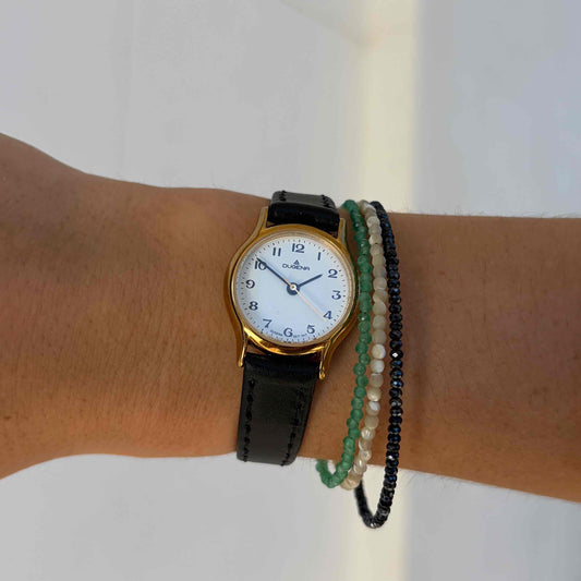 Dugena Cocktail Watch: Ladies Dainty 90s Gold with White Dial