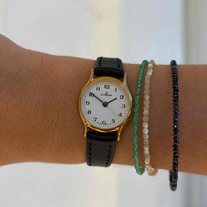 Dugena Cocktail Watch: Ladies Dainty 90s Gold with White Dial