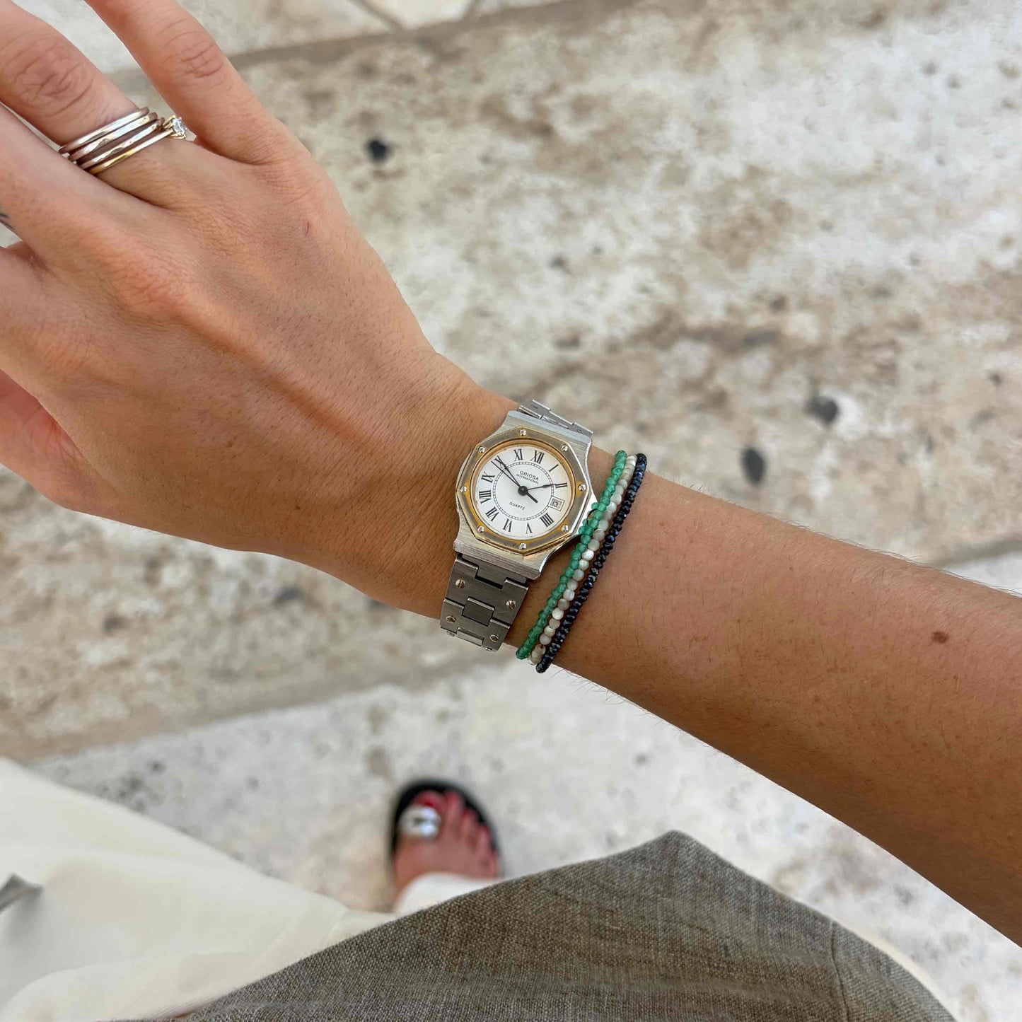 Oriosa Dainty Watch: Ladies 70s Two-Tone Gold with Roman Dial