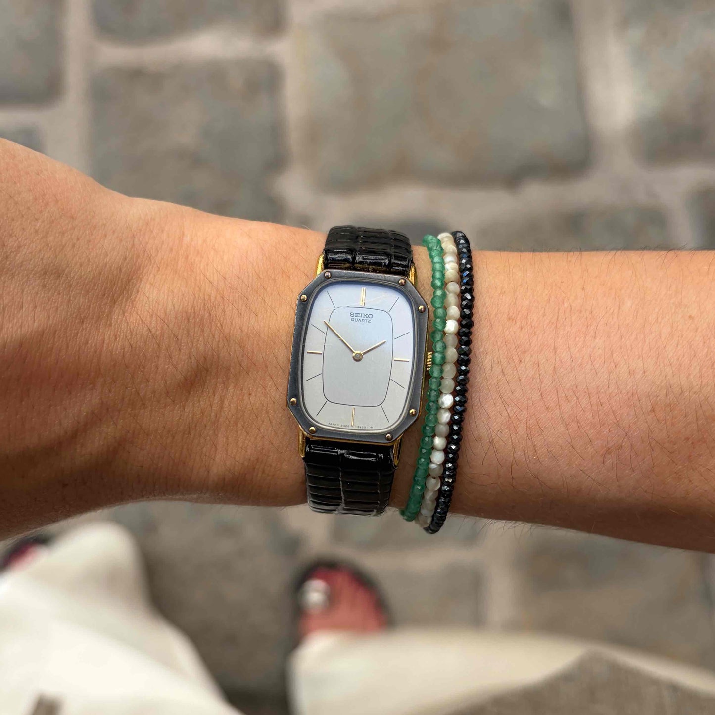 Seiko Vintage Tank: Ladies Watch 80s Two-Tone Gold and Gray Dial