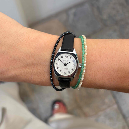 Osco Dainty Watch: Vintage Ladies 80s Mechanical Silver Dial Arabic Numerals