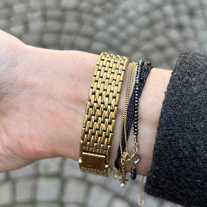 Michel Herbelin Tank: Vintage Ladies Cocktail Watch 90s Golden Roman Dial