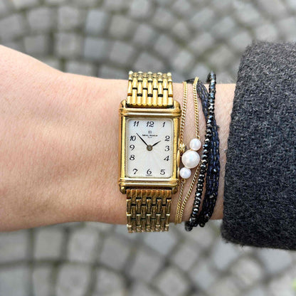 Michel Herbelin Tank: Vintage Ladies Cocktail Watch 90s Golden Roman Dial