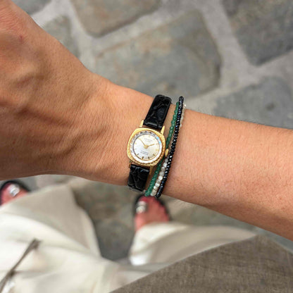 Oriosa Cocktail Watch: Ladies 70s with Faceted Glass Mechanical Gold