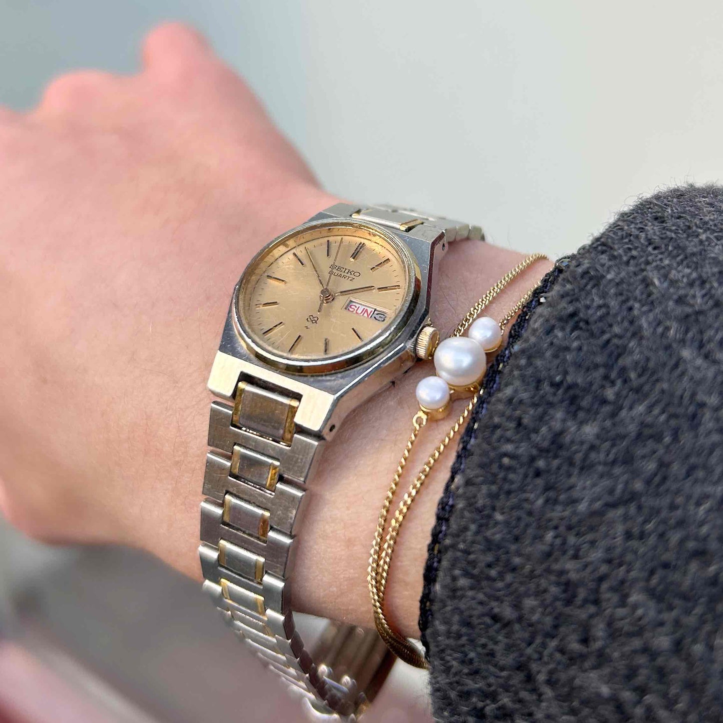 Seiko Baby Oak: Ladies Vintage 80s Two-Tone Champagne Dial