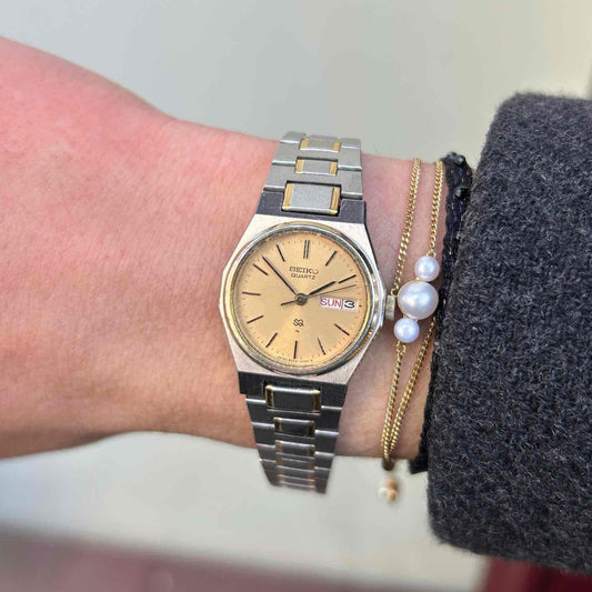 Seiko Baby Oak: Ladies Vintage 80s Two-Tone Champagne Dial