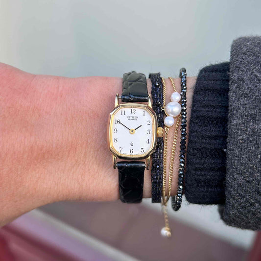 Citizen Tank Watch: Vintage Dainty Ladies 90s Golden Classic Arabic Numerals