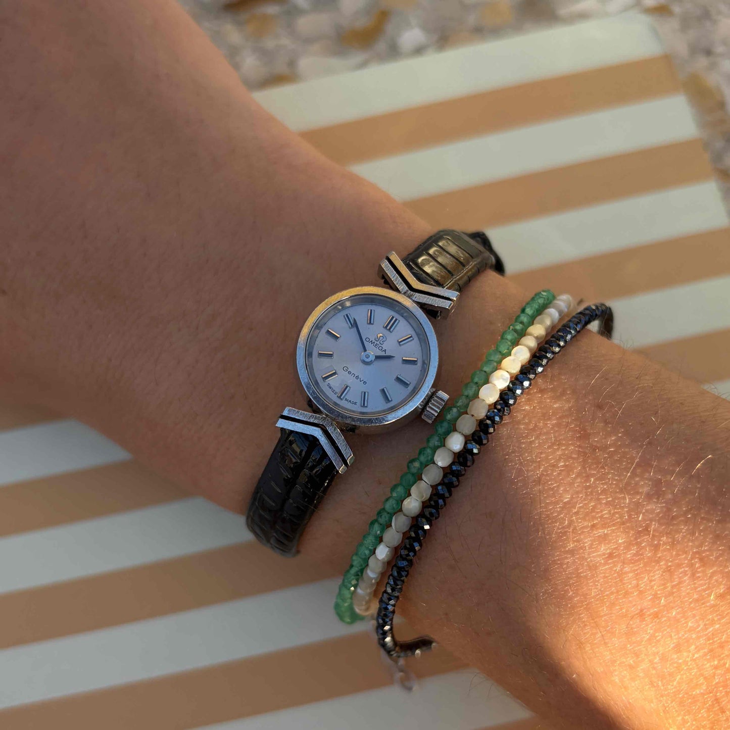 Omega Geneve Cocktail: Ladies 70s Hand-Wound Silver Dial Hooded Lugs