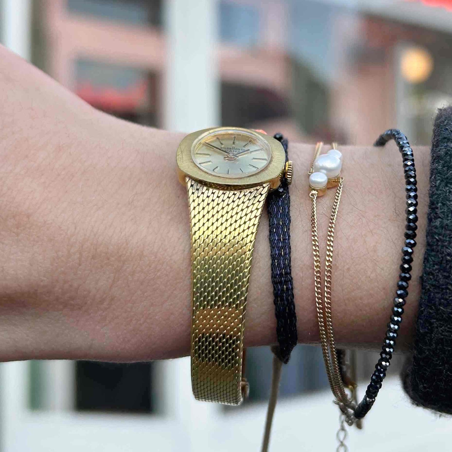 Pallas Cocktail Watch: Ladies 70s Mechanical White Sunburst Dial