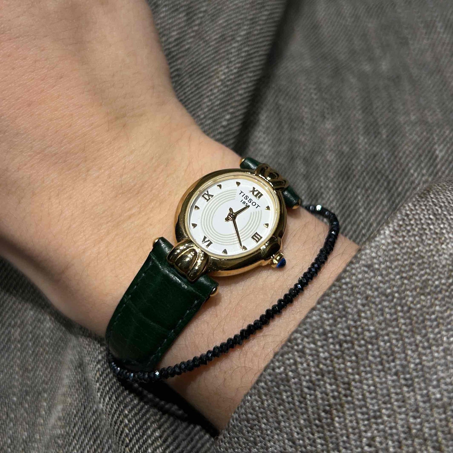 Tissot Ellipse Watch: Ladies Vintage 90s White Structured Dial - NOS