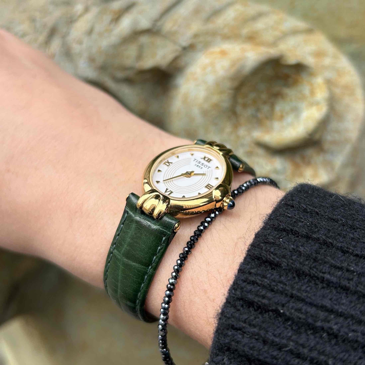 Tissot Ellipse Watch: Ladies Vintage 90s White Structured Dial - NOS