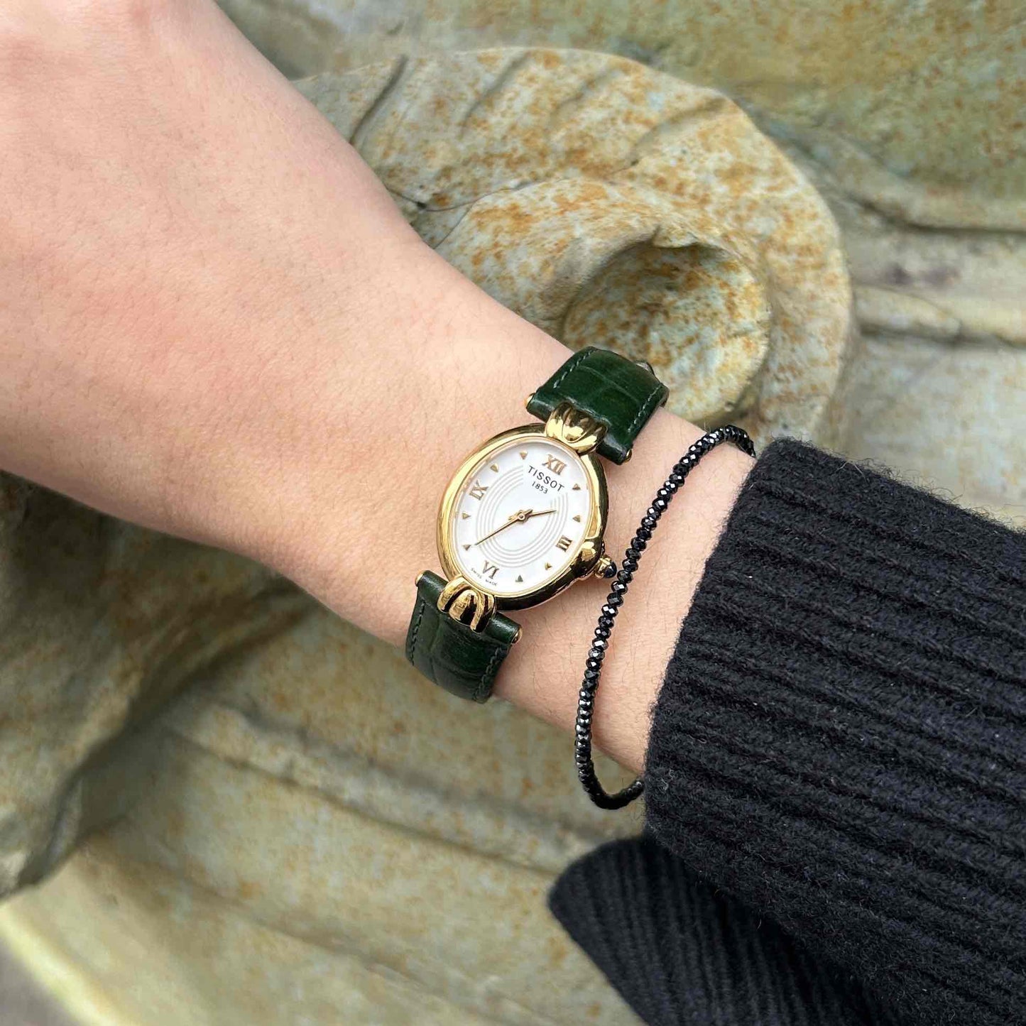 Tissot Ellipse Watch: Ladies Vintage 90s White Structured Dial - NOS