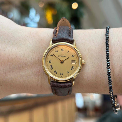 Eterna Vintage Watch: Ladies 90s Gold with Roman Dial