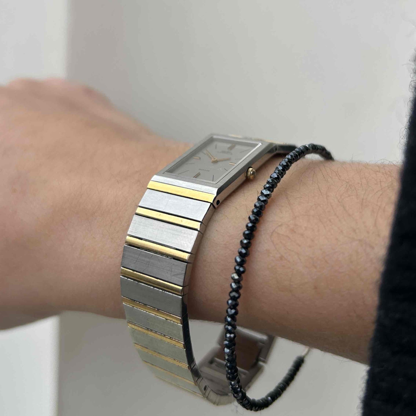 Seiko Lassale Tank: Ultra Thin Ladies Vintage 80s Two-Tone Gray Dial