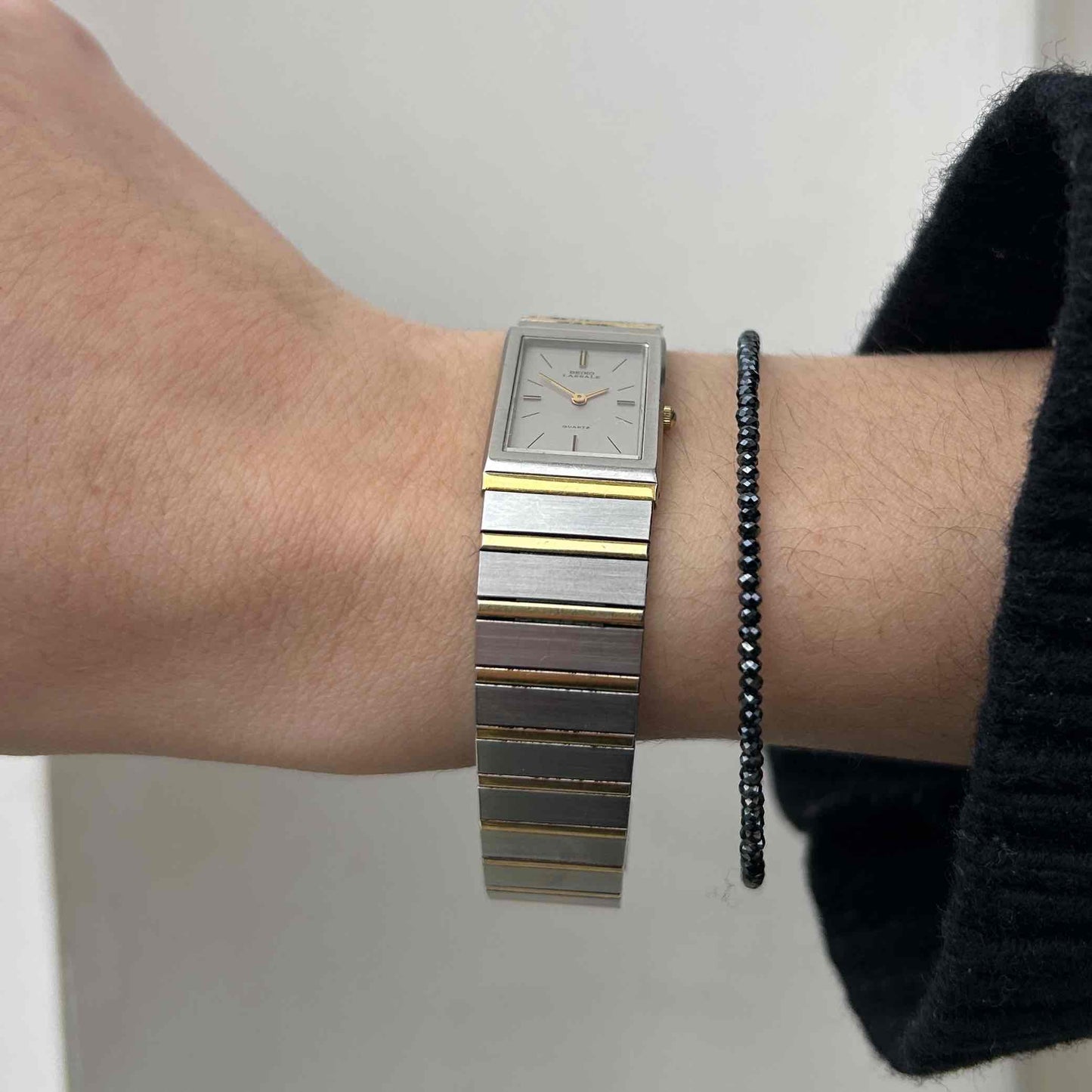 Seiko Lassale Tank: Ultra Thin Ladies Vintage 80s Two-Tone Gray Dial