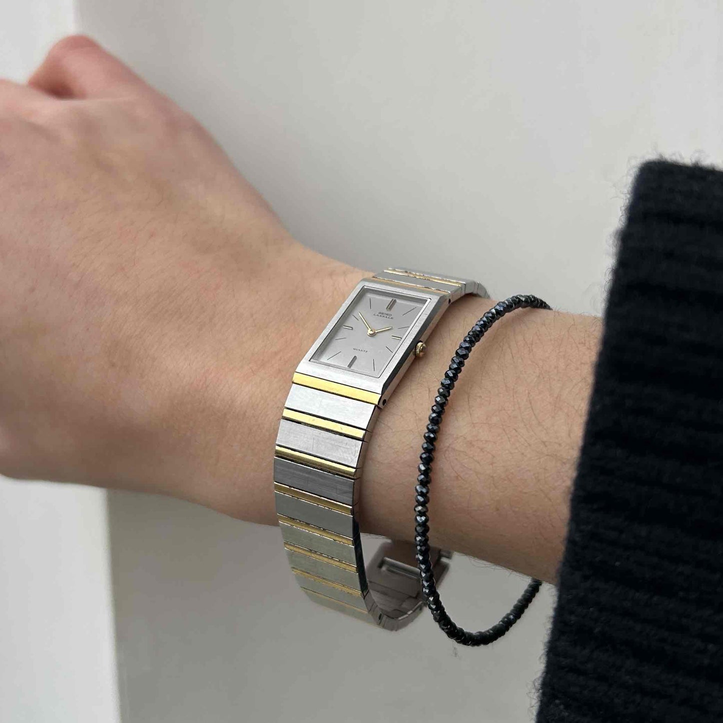 Seiko Lassale Tank: Ultra Thin Ladies Vintage 80s Two-Tone Gray Dial