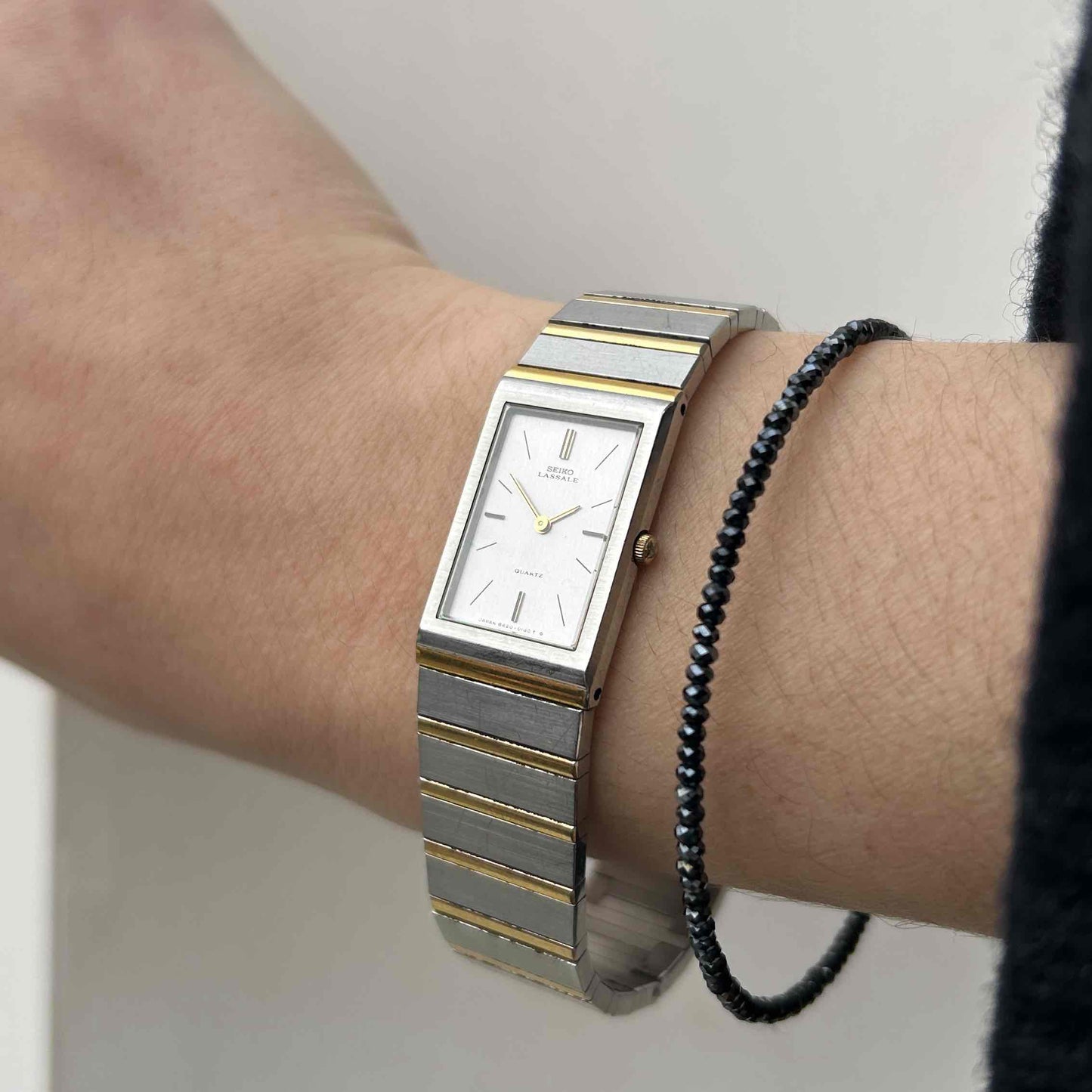 Seiko Lassale Tank: Ultra Thin Ladies Vintage 80s Two-Tone Gray Dial