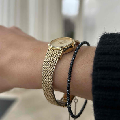 Seiko Cocktail Watch: Ladies Vintage 90s Ivory Dial Woven Bracelet