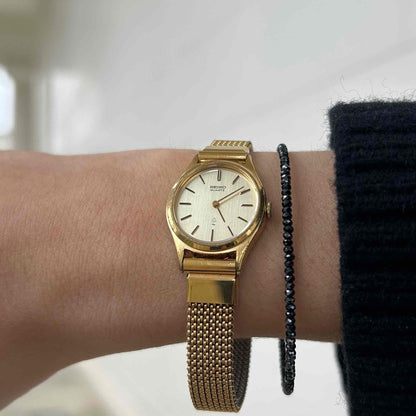 Seiko Ellipse Cocktail: Ladies Vintage Watch 80s Linen Dial Woven Bracelet