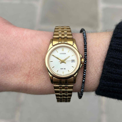 Citizen Ellipse Cocktail: Ladies Vintage Watch 90s Sunburst Dial Flexi Bracelet