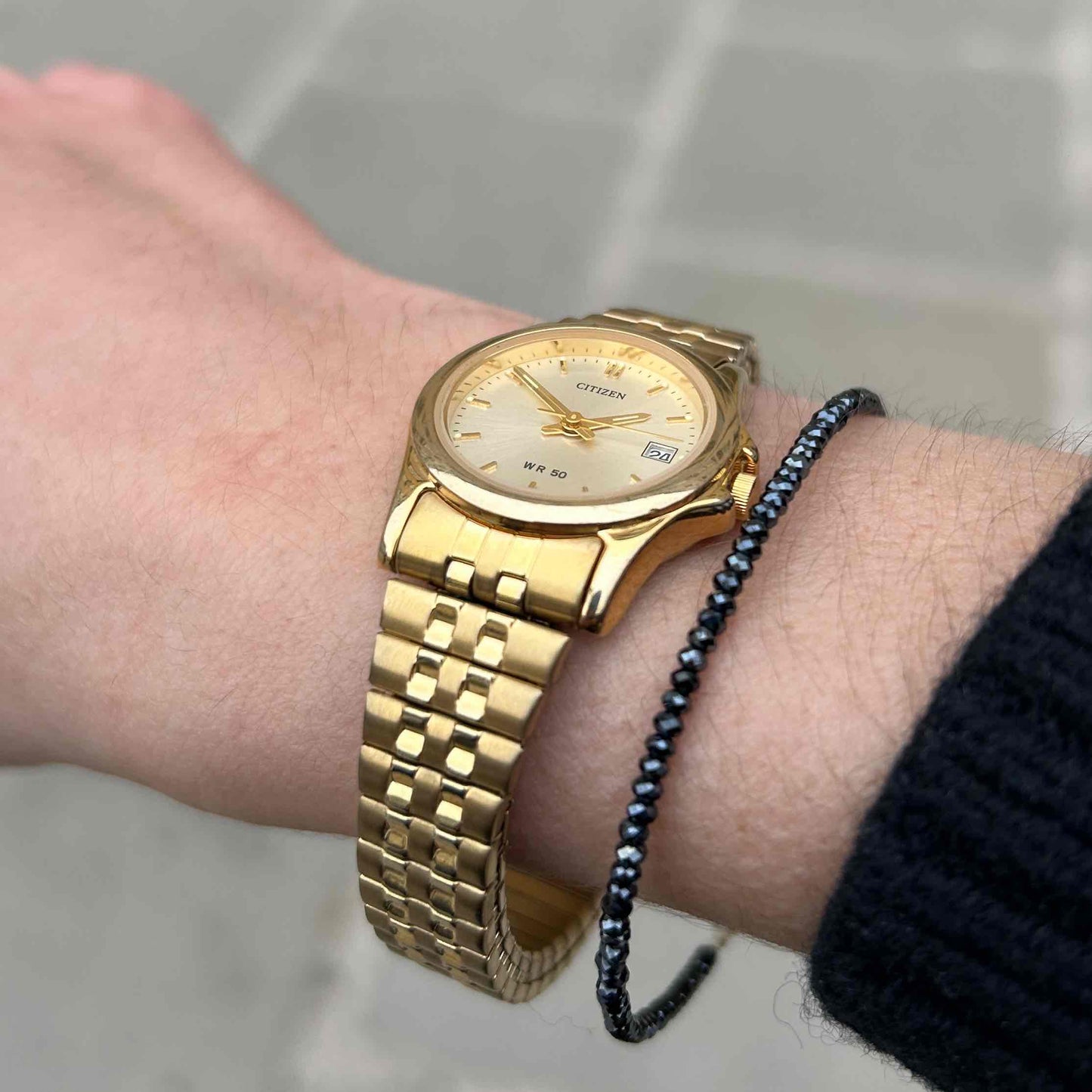 Citizen Ellipse Cocktail: Ladies Vintage Watch 90s Sunburst Dial Flexi Bracelet