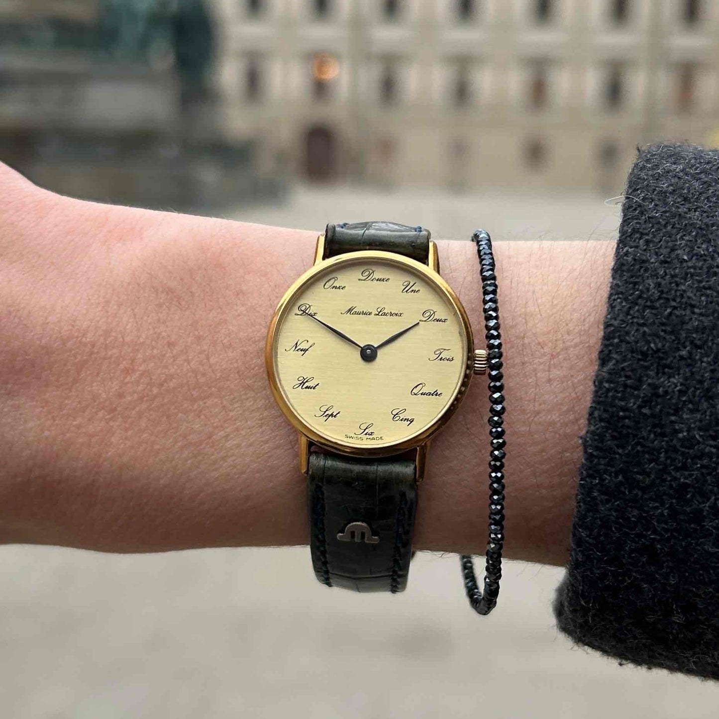 Maurice Lacroix Watch: Vintage Mechanical Ladies 80s Gold Dial