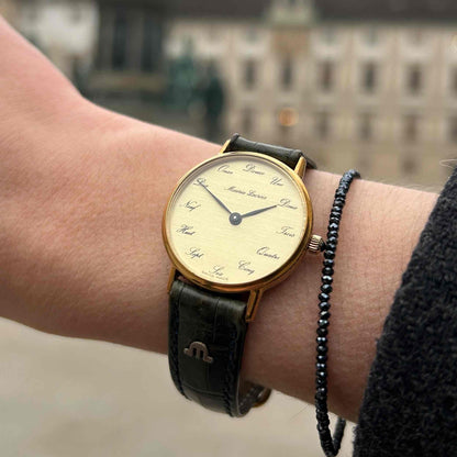 Maurice Lacroix Watch: Vintage Mechanical Ladies 80s Gold Dial