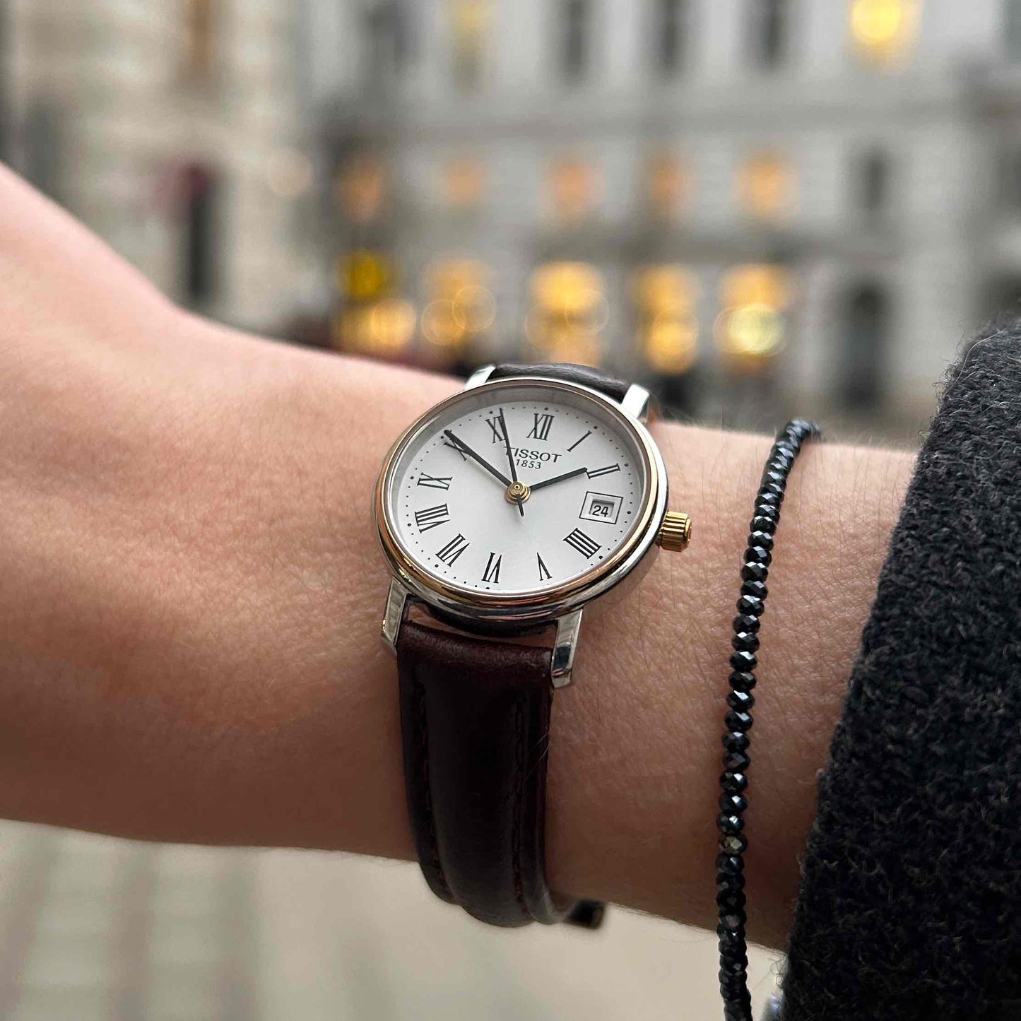 Tissot Vintage Watch: Ladies 90s Two Tone Iconic with White Roman Dial