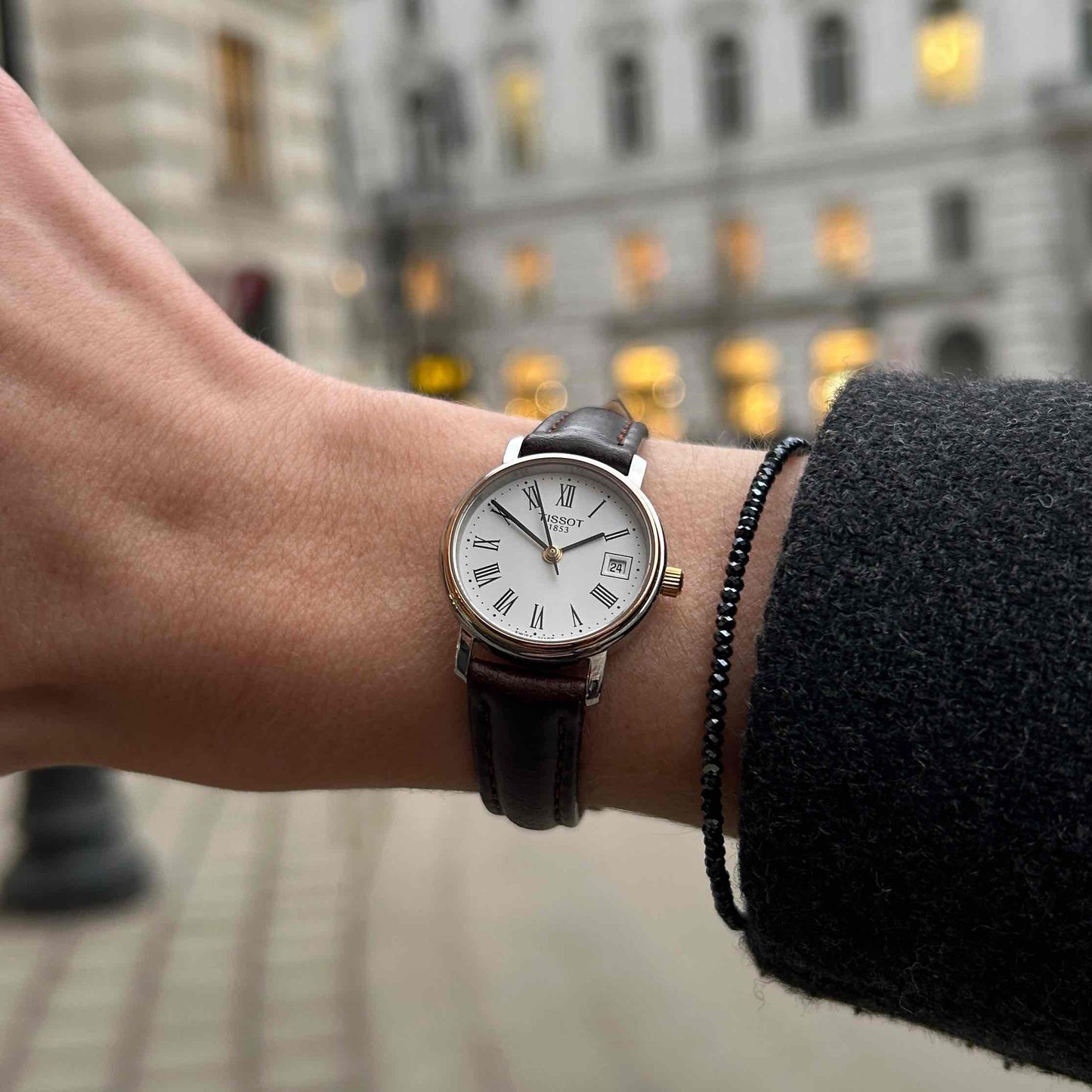 Tissot Vintage Watch: Ladies 90s Two Tone Iconic with White Roman Dial