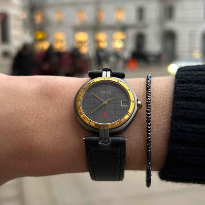 Ferrari by Cartier Watch: Vintage Ladies 80s Black Dial Central Lugs