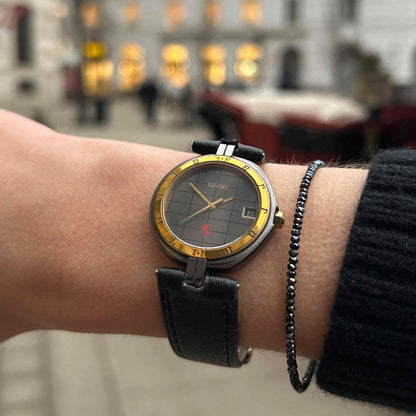 Ferrari by Cartier Watch: Vintage Ladies 80s Black Dial Central Lugs