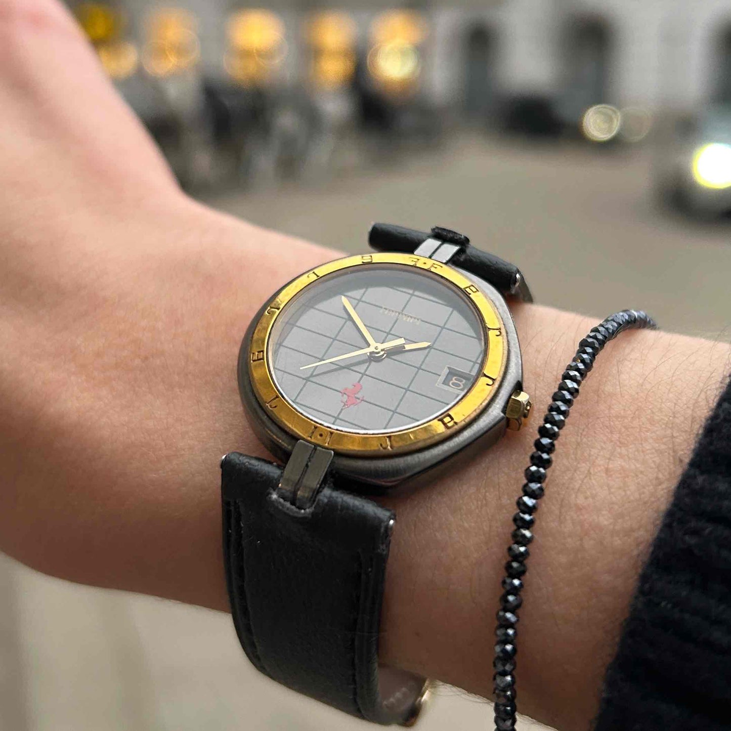 Ferrari by Cartier Watch: Vintage Ladies 80s Black Dial Central Lugs