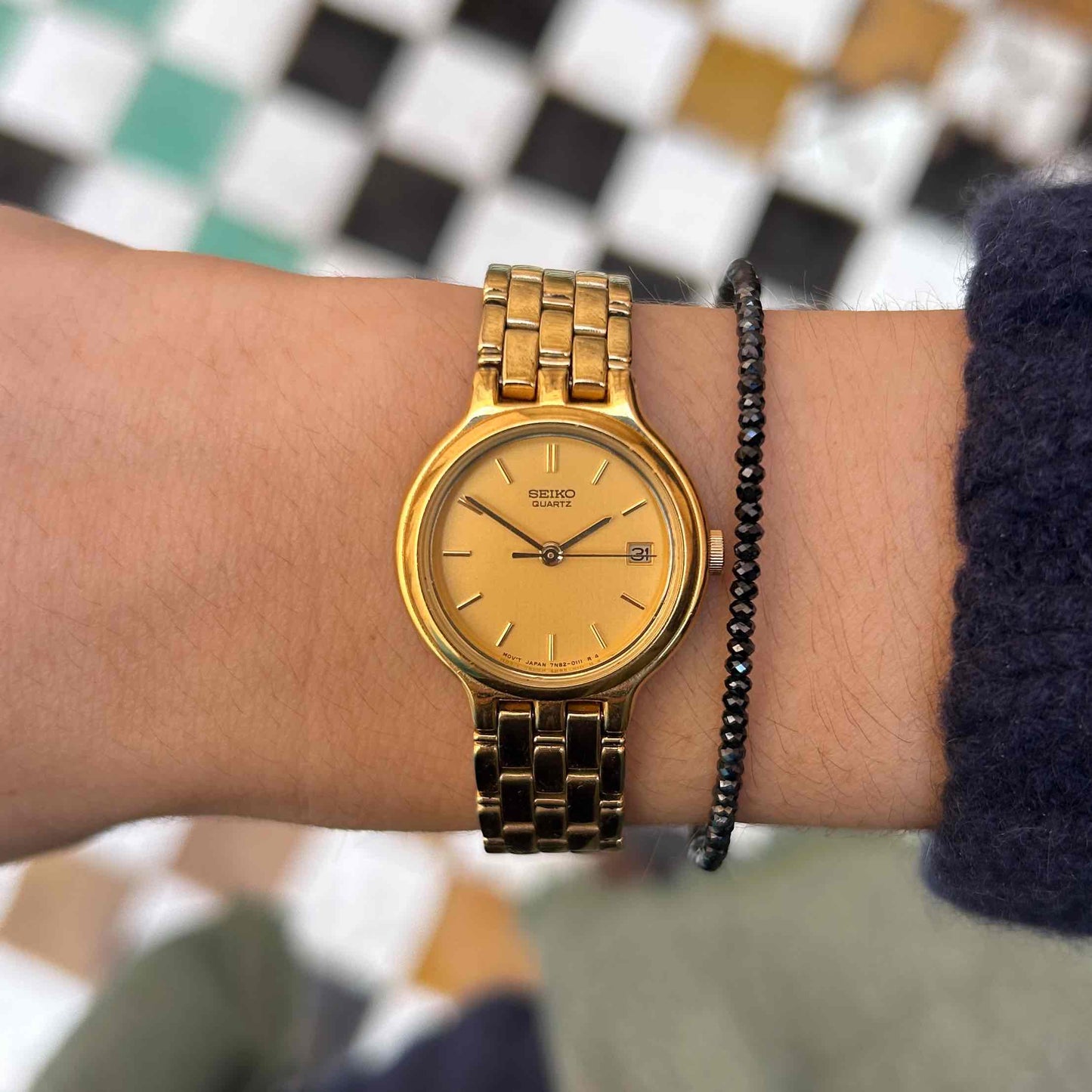 Seiko Cocktail Watch: Ladies Vintage 90s Champagne Dial - MINT