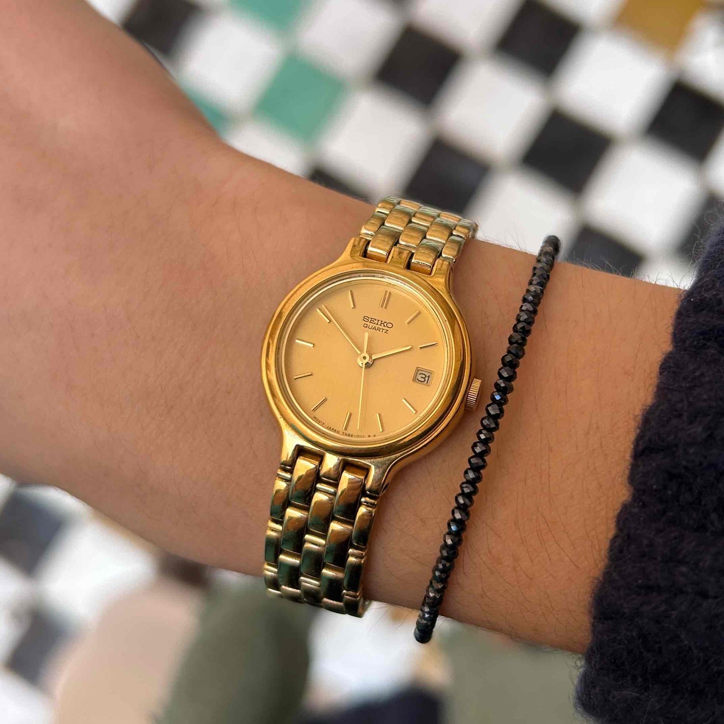 Seiko Cocktail Watch: Ladies Vintage 90s Champagne Dial - MINT