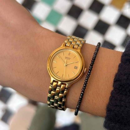 Seiko Cocktail Watch: Ladies Vintage 90s Champagne Dial - MINT