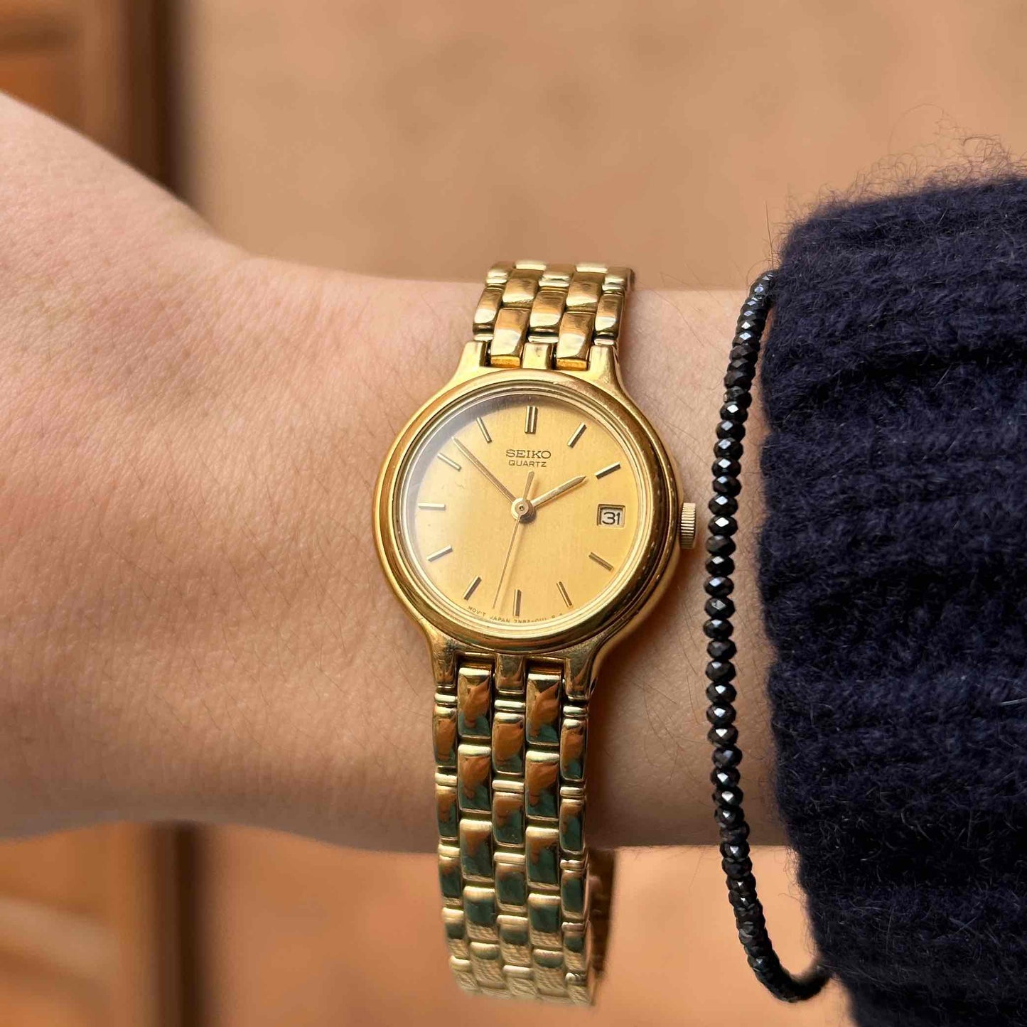 Seiko Cocktail Watch: Ladies Vintage 90s Champagne Dial - MINT