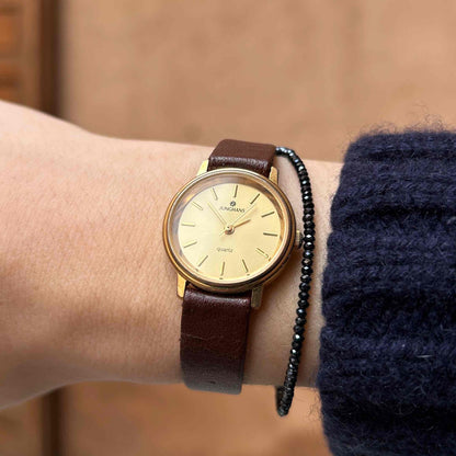 Junghans Vintage Watch: Ladies 70s Gold Champagne Dial
