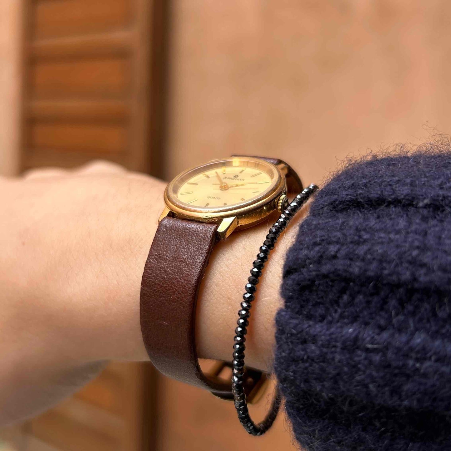 Junghans Vintage Watch: Ladies 70s Gold Champagne Dial