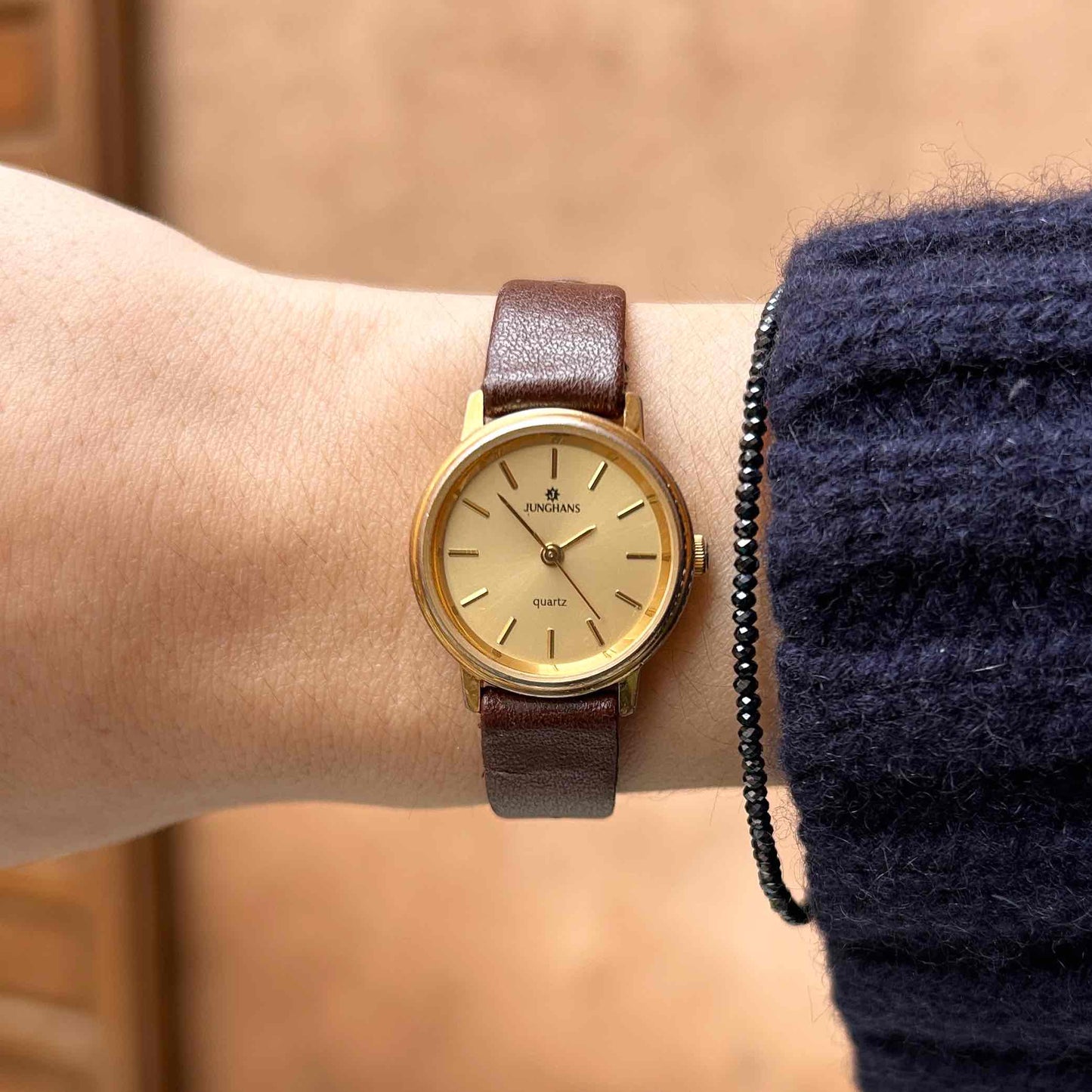 Junghans Vintage Watch: Ladies 70s Gold Champagne Dial
