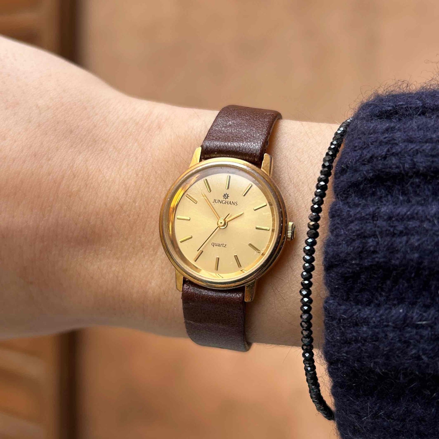 Junghans Vintage Watch: Ladies 70s Gold Champagne Dial