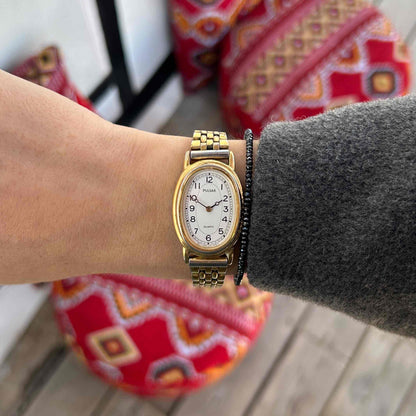 Pulsar by Seiko Ellipse: Vintage Ladies Watch 90s Golden with White Dial