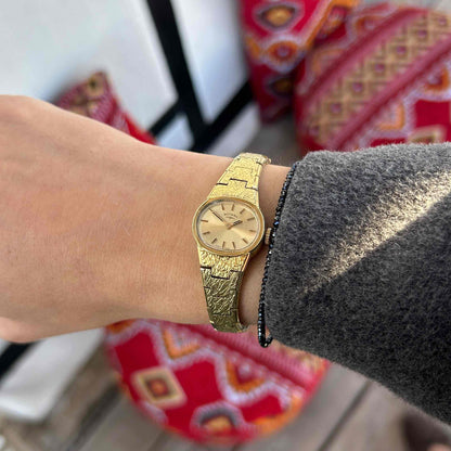 Rotary Cocktail Watch: Ladies 70s Mechanical Champagne Sunburst Dial