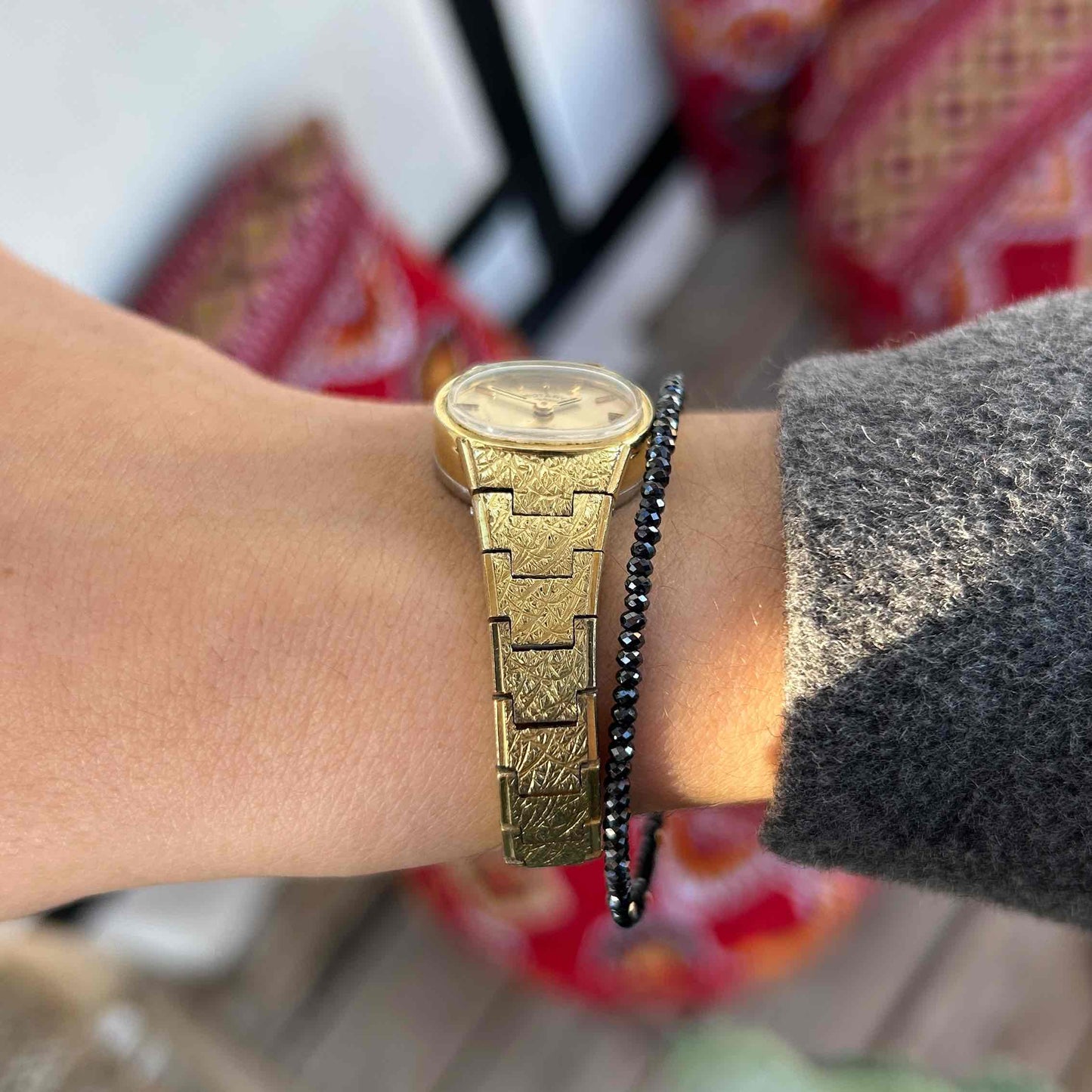 Rotary Cocktail Watch: Ladies 70s Mechanical Champagne Sunburst Dial