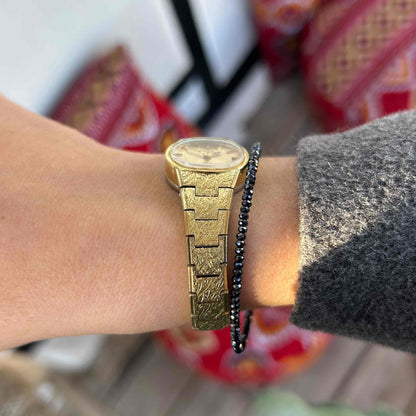 Rotary Cocktail Watch: Ladies 70s Mechanical Champagne Sunburst Dial