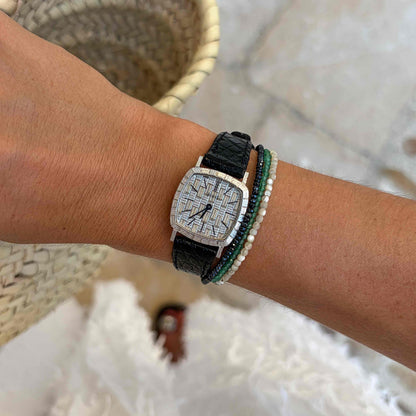 Piaget Cocktail Watch: 18k White Gold Guilloché Cushion Case Ref. 9239 – 1960s
