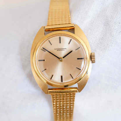 IWC Vintage Ladies Watch: 60s Golden Iconic, Gold Dial Mechanical | First Front Side