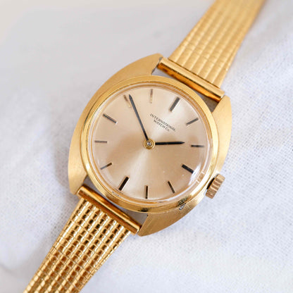 IWC Vintage Ladies Watch: 60s Golden Iconic, Gold Dial Mechanical | Second Front Side