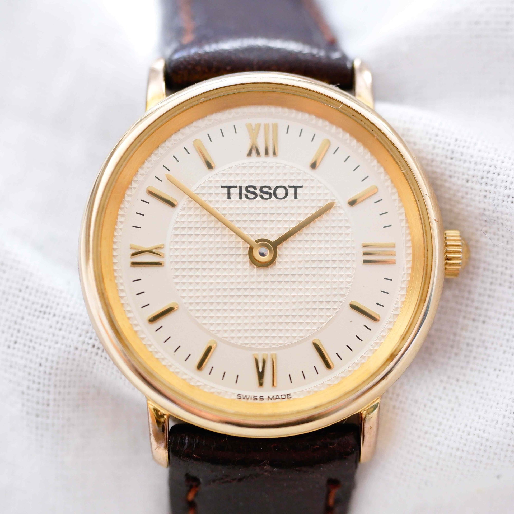 Tissot Vintage Ladies Watch: 90s Golden Iconic Classic Design with White Dial | First Front Side