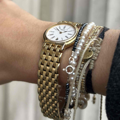 Seiko Vintage Watch: Ladies 90s Golden Roman White Dial