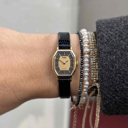 Pulsar Cocktail Watch: Vintage Ladies 90s with Gold and Blue Dial